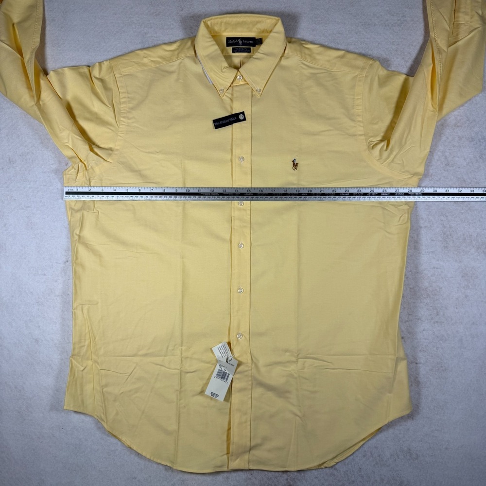 Polo Ralph Lauren Yarmouth Shirt 17.5 34 Yellow Oxford NWT Dress Shirt Pony - Picture 7 of 9